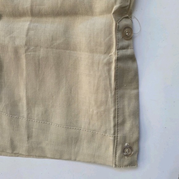 Men's Guayabera Casual Shirt Small S Embroidery Trim Long Sleeves Beige Tan - Picture 6 of 13